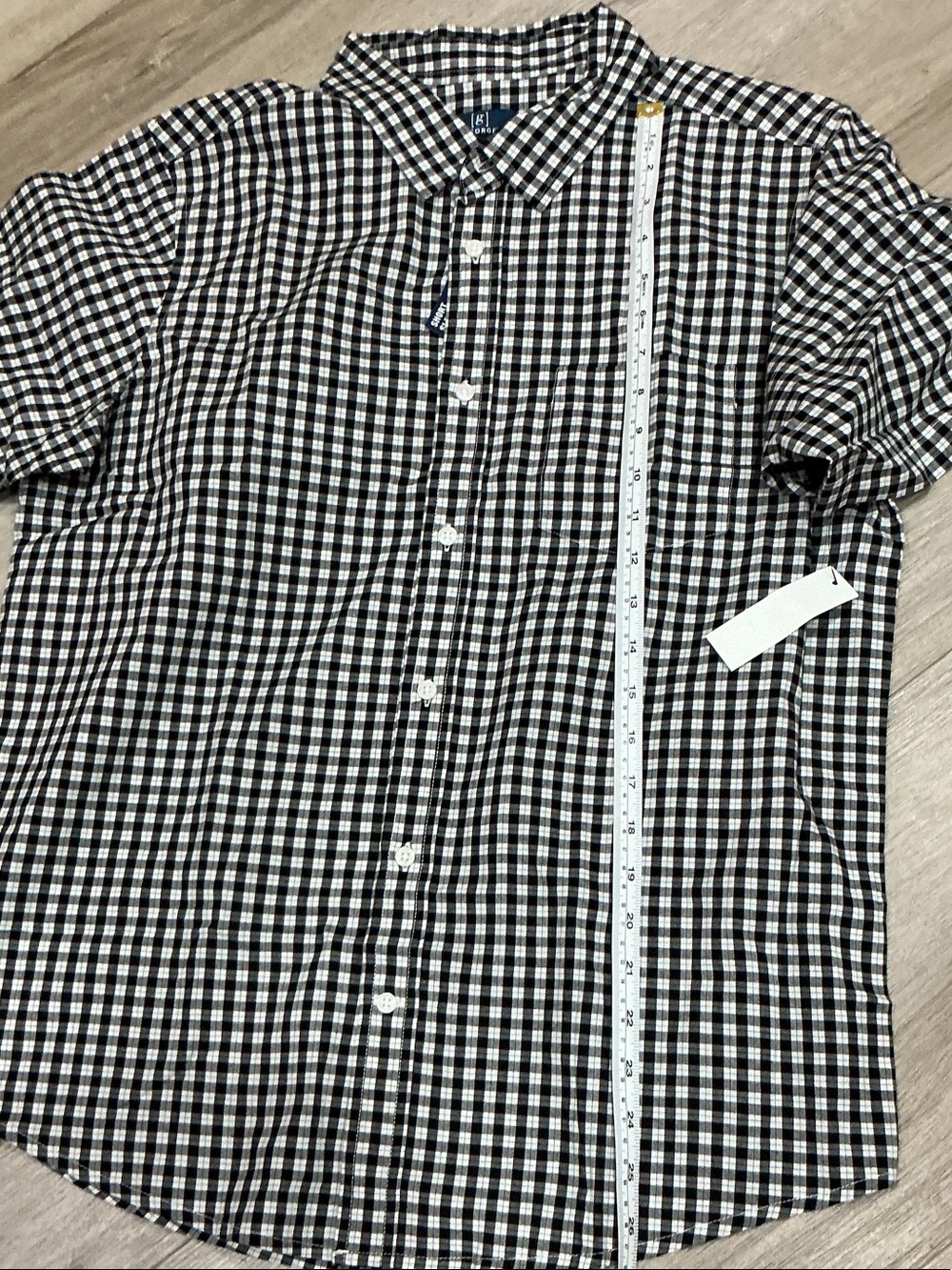 [Brand Unknown] Men's Black & White Gingham Button-Up Shirt
